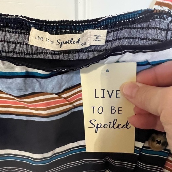 Live to be Spoiled Striped Sleeveless Button Front Crop Top XXL - Picture 5 of 10
